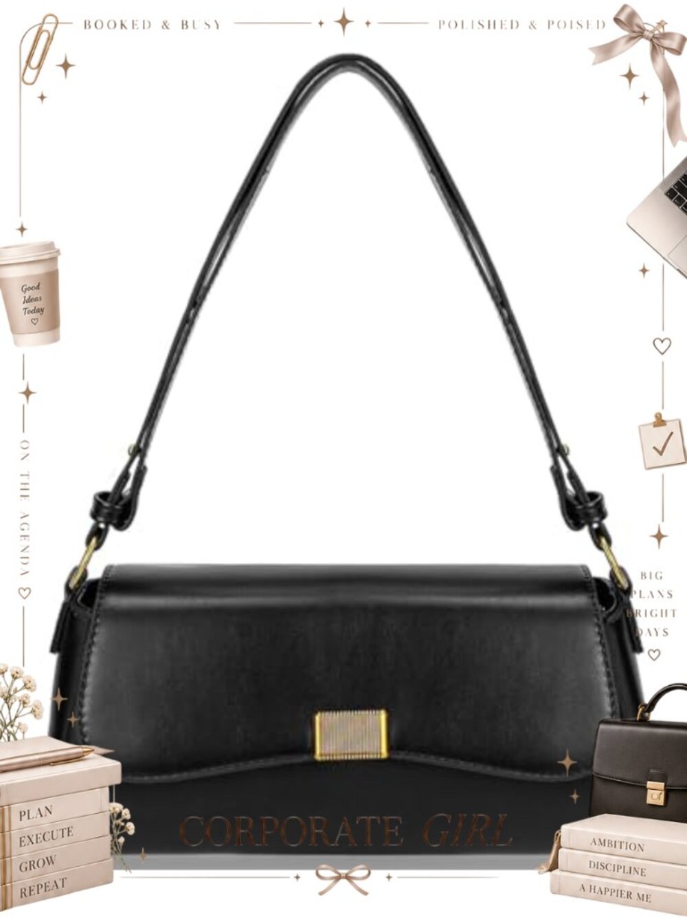 Farcauo Small PU Leather Shoulder Bag Satchel Crossbody Purse Adjustable Strap